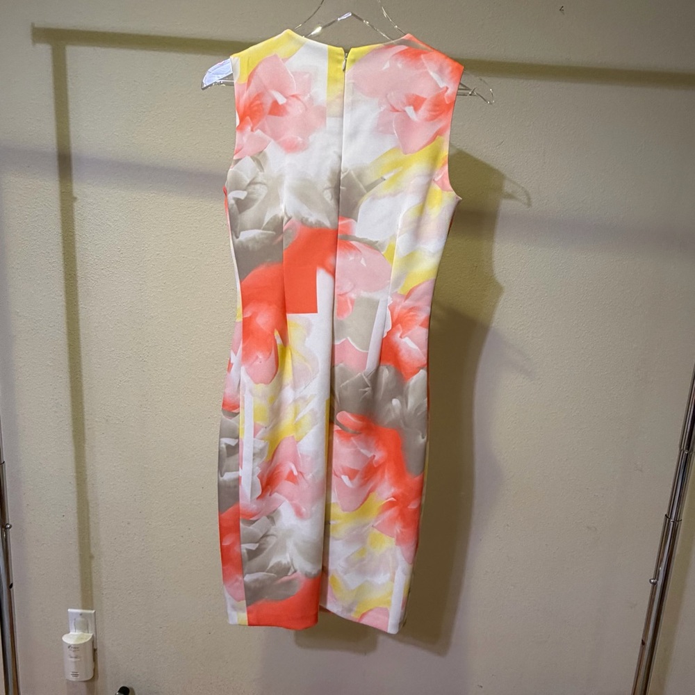 Calvin Klein Women's Midi Dress - Pink, Yellow, Gray Floral - Picture 4 of 6